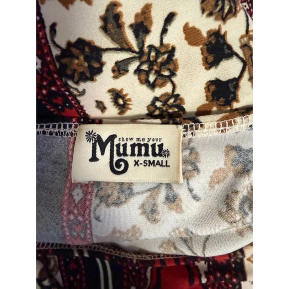 Show Me Your Mumu Mini Tunic Dress women’s XS Red Black Floral Boho Long Sleeve - Picture 11 of 16